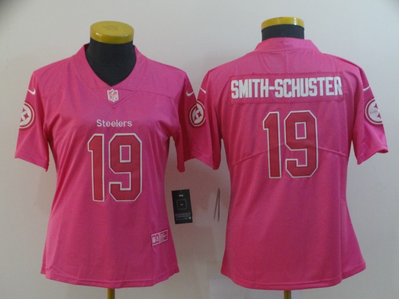 Women Pittsburgh Steelers #19 Smith-Schuster pink Nike Limited NFL Jerseys